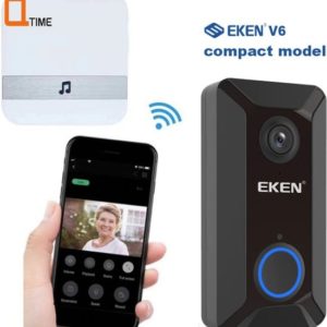 EKEN V6 HD video deurbel met camera - inclusief Oplaadbare Samsung Batterijen - Inclusief Gong met 52 beltonen - Nederlandse gebruiksaanwijzing - Door Q-time samengesteld pakket